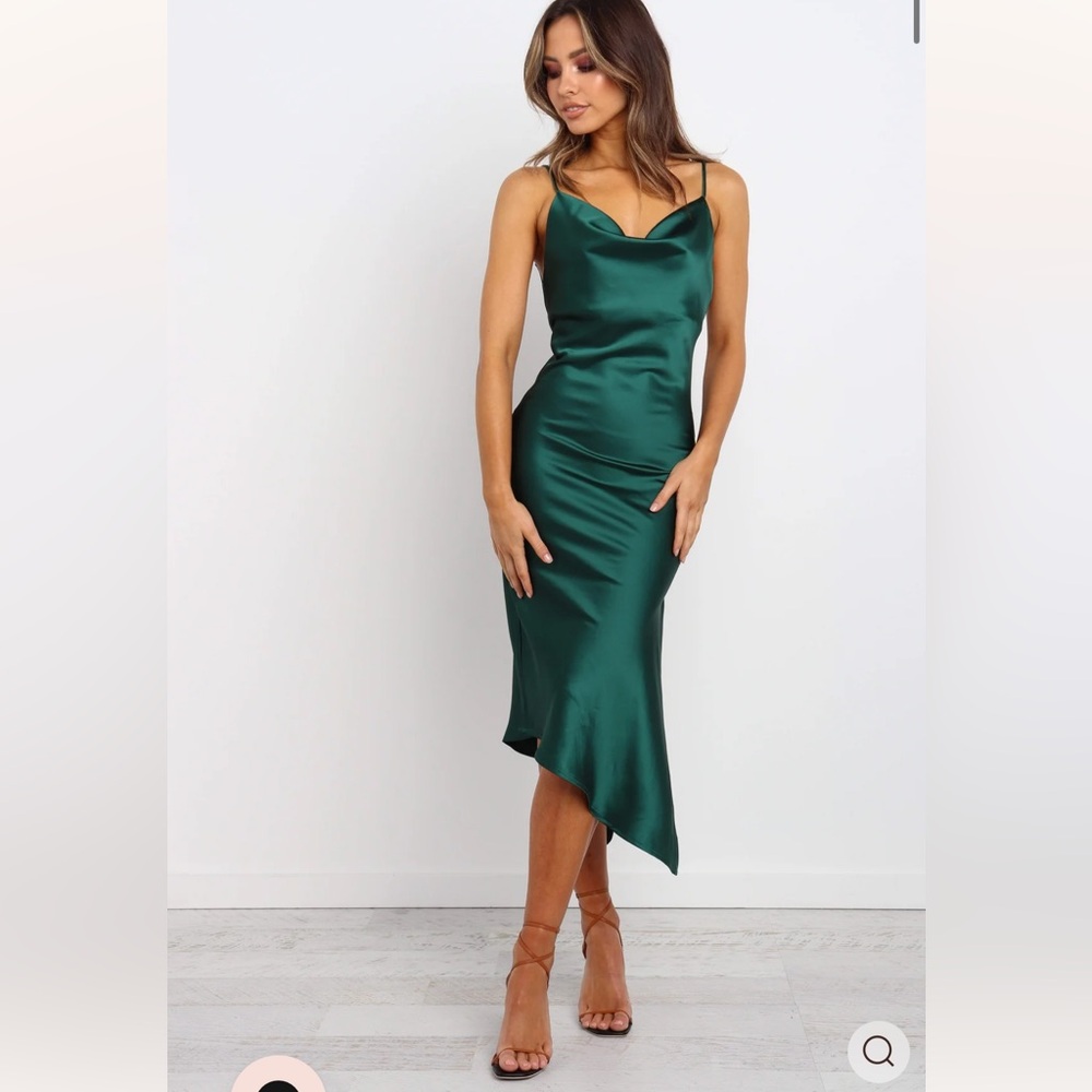 Petal & Pup Green Satin Dress